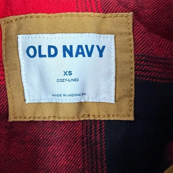 Old Navy Flannel Lined Canvas Barn Chore Jacket Workwear Coat Tan Corduroy Sz XS - Picture 4 of 8